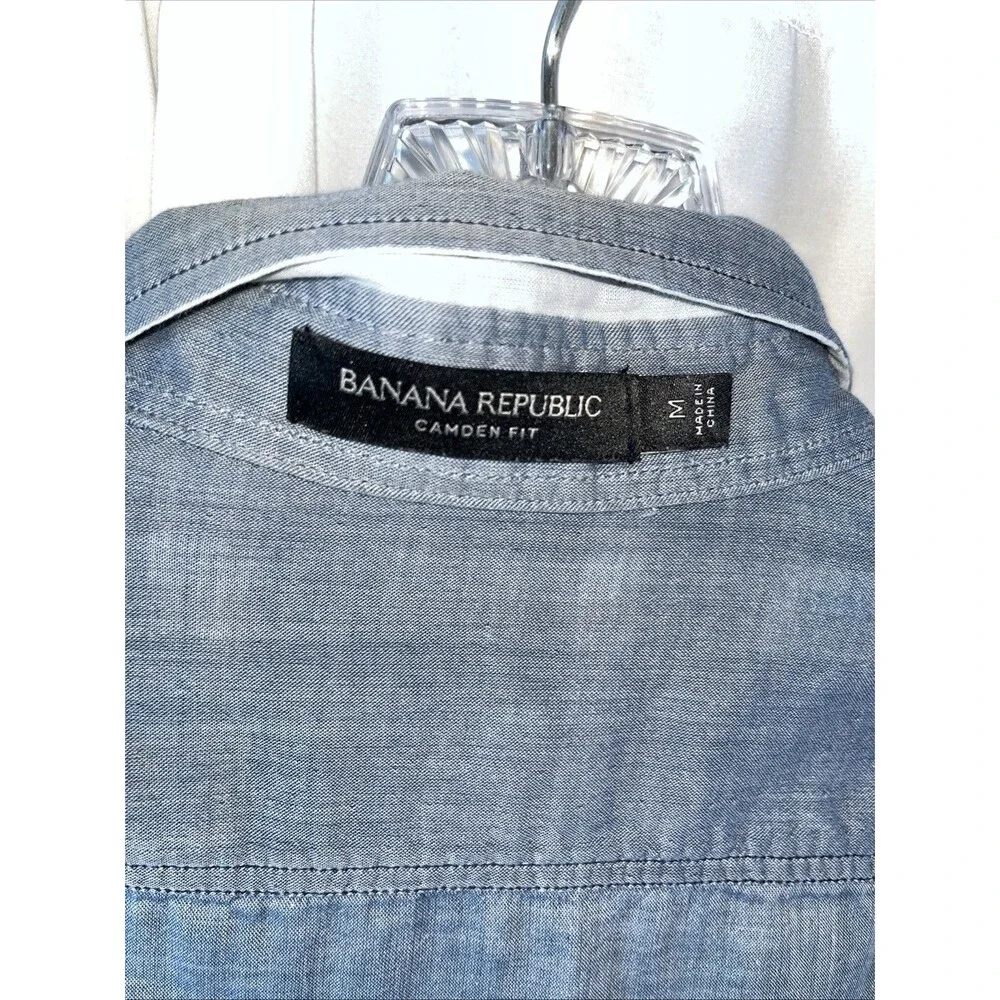 Banana Republic Men’s Camden Fit Reversible Blue Plaid Shirt Size M Casual